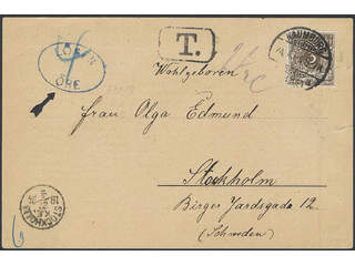 Sweden. Facit 45. Incoming stamped mail. Germany. 3 pf on insufficiently prepaid printed …
