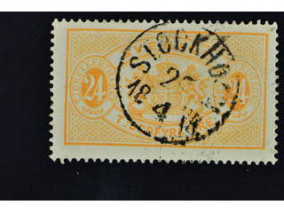 Sweden. Official Facit Tj7cv2 used , 24 öre orange-yellow, perf 14 on carton oaper. …