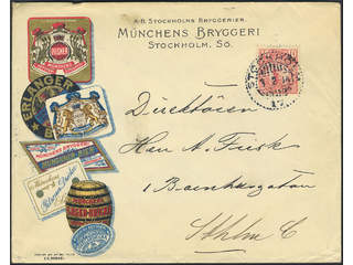 Sweden. Facit 82 on cover, 10 öre on wonderful cover cancelled STOCKHOLM 3.2.14.