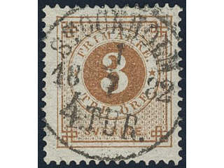 Sweden, Sverige, Sverige, Sverige. Facit 28e used, 3 öre orange-brown, clean distinct …