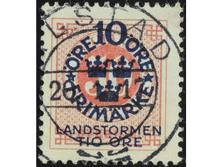 Sweden. Facit 114 used , 1916 Landstorm I 10+TIO / 50 öre carmine. EXCELLENT …