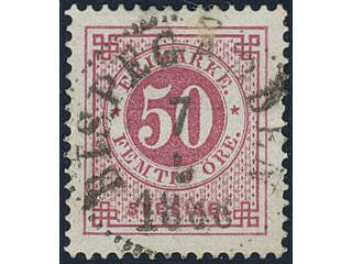 Sweden. Facit 48a used, 50 öre carmine-rose. EXCELLENT cancellation BISPEGÅRDEN 7.5.1888.