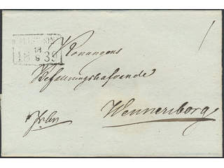 Sweden. K county. CARLSKRONA 18.8.1839, rectangular postmark. Type 1 on cover sent to …