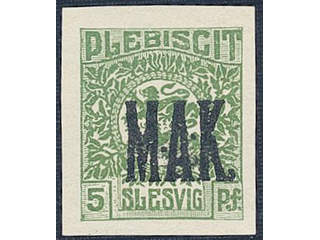 Denmark Schleswig. Facit 2 or Scott 2 (★) , 1920 Lion and Landscape 5 pf olive-green …