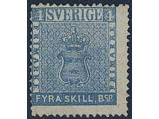 Sweden. Facit 2f (★), 4 skill blue, dense background, medium-thick paper. Opinion …