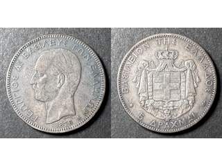Grekland George I (1863-1913) 5 drachmai 1876 A, VF
