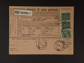 Sweden. Facit 165, 144A cover , 10+2x80 öre on address card for cash on delivery parcel …