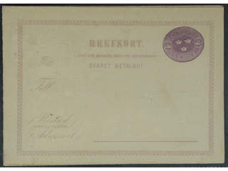 Sweden. Postal stationery, double postcard Facit bKd1CII+BII , Reply card 6+6 öre with …