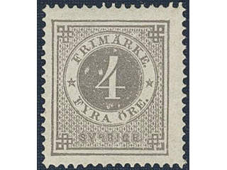 Sweden. Facit 18a ★, 4 öre dark grey. Unusually fresh and beautiful. SEK 4200