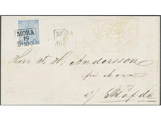 Sweden. Facit 9d1 cover , 12 öre light blue on beautiful cover sent from MORA 19.10.1860 …