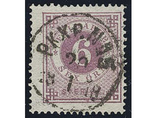 Sweden. Facit 20k used , 6 öre red-lilac. EXCELLENT cancellation PKXP No 5 20.1.1878.
