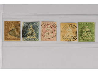 Switzerland. Used 1854–59. All different, Mi 13-17 II. Mi € 240 (5)