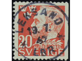 Sweden. Facit 372B used , 1946 Alfred Nobel 20 öre red. EXCELLENT cancellation LEKSAND …