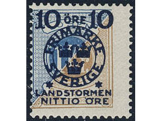 Sweden. Facit 124 ★, 1916 Landstorm II 10+NITTIO / 1 Kr. SEK 1200