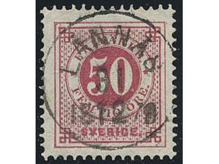 Sweden. Facit 36a used , 50 öre carmine. EXCELLENT cancellation LÄNNÄS 31.12.1878. One …