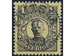 Sweden. Facit 77 used , 1 Krona black, watermark crown. EXCELLENT cancellation FRITSLA …