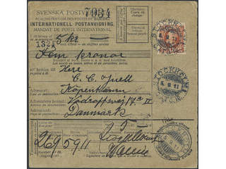 Sweden. Facit 55 cover , 15 öre on international money order sent from STOCKHOLM 5.9.11 …