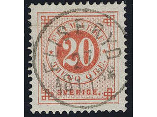 Sweden. Facit 46b used , 20 öre light orange-red. EXCELLENT cancellation FLISERYD …