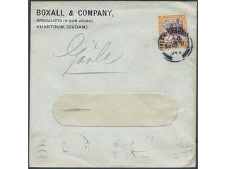 Sweden. Facit 43. Incoming stamped mail. Sudan. 2 pia on window envelope sent to Gävle. …