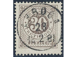 Sweden. Facit 35f used , 30 öre dull brown with thick numerals. EXCELLENT cancellation …