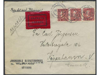 Sweden. Facit 177A cover , 3x15 öre on special delivery cover sent from GÖTEBORG 22.6.31 …