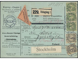Sweden. Facit 79, 91 cover , 3x5 + 2x50 öre on address card for cash on delivery parcel …