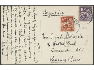 Sweden. Facit 142A, 145A cover , 5+10 öre on postcard sent from OCKELBO 20.3.1926 to …
