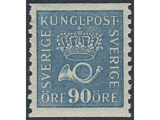 Sweden. Facit 167a ★★, 90 öre blue vertical perf 9¾. A-ppr. Excellent quality. SEK 1900