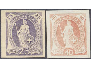 Switzerland. Z 87, 97u (★) , proofs 25 and 40 c on thick ungummed paper (2).