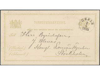 Sweden. Postal stationery, Official postcard, Facit TjbK1Ia, 6 öre sent from GEFLE …
