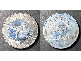 Kina Folkrepubliken OS Lake Placid 30 yuan 1980, PROOF med fläckar