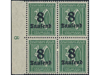 Germany, Reich. Michel 278y ★★, 1923 Inflation overprints 8 Tausend on 30 pf dull green, …