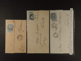 Sweden. Official Facit Tj5 , 12 öre blue perf 14, single usages, on three beautiful …