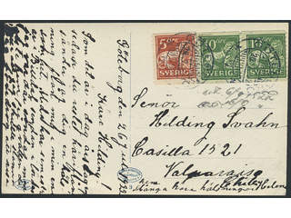 Sweden. Facit 142A, 144A cover, 2+2×10 öre on picture postcard sent from GÖTEBORG 7 …
