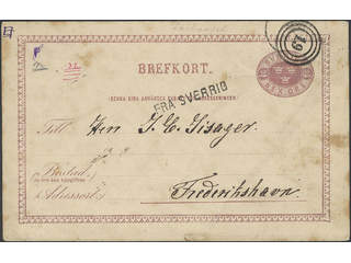 Sweden. Facit bKe6. DENMARK. Danish cancellations 19 and FRA SVERRIG on postcard 6 öre …