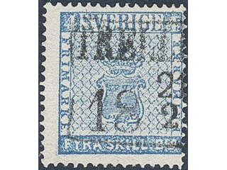 Sweden. Facit 2e, M county. TRELLEBORG 21.2.185x, rectangular postmark. Postal: 3000:-