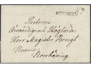 Sweden. A county. STOCKHOLM, straight postmark. Type 5 on beautiful cover sent to …