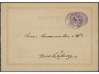 Sweden. Postal stationery, double postcard Facit bKd1AI , Response card 6 öre sent from …