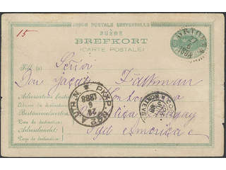 Sweden. Postal stationery, Single postcard, Facit bKe5, Postal card 15 öre, overseas …