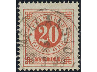 Sweden. Facit 46, X county. MELLANSJÖ 2.3.1889. Superb/EXCELLENT cancellation.