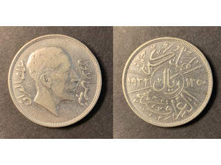 Irak Faisal I (1921-1933) 1 riyal 1932, VF lätt rengjord