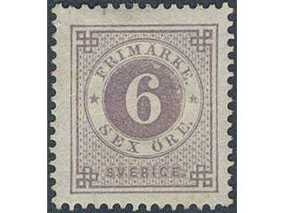 Sweden. Facit 31g ★, 6 öre bluish lilac on white paper. Very fine–superb. Ex. Beckeman.