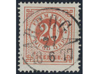 Sweden, Sverige, Sverige, Sverige. Facit 23b used, 20/20 öre red on pale orange. …