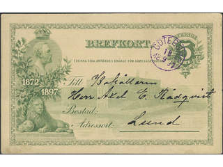 Sweden. Facit bKe9, O county. GÖTEBORG 18.9.1897. Superb cancellation in violet colour …