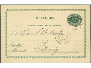 Sweden. Facit bKe7, E county. LANDTBR. 54 III 25.1.1890, Lantbrevbärarstämpel 1. …