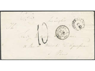Sweden. Foreign-related cover. France. Unpaid cover sent from STOCKHOLM 12.10.1857, via …