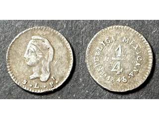 Mexico 1/4 real 1845/4 SL Pi, XF