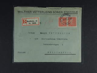 Sweden. Air mail cover Facit 182 , 2x25 öre on registered cover sent from STOCKHOLM 16 …