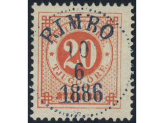 Sweden, Sverige, Sverige, Sverige. Facit 33f used, 20 öre orange-red on calendered …