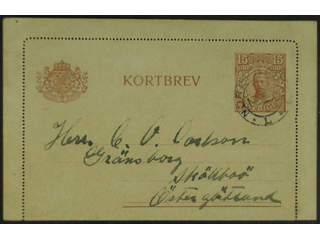 Sweden. Postal stationery, letter card Facit kB17 , Letter card 15 öre with edges sent …